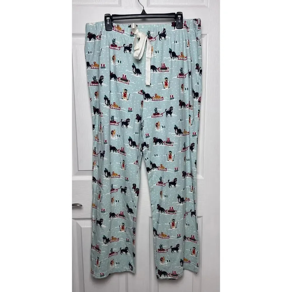Lands' End Women's Christmas Pajama Sleep Drawstring Pants Dogs Puppy Size XL - Picture 1 of 6